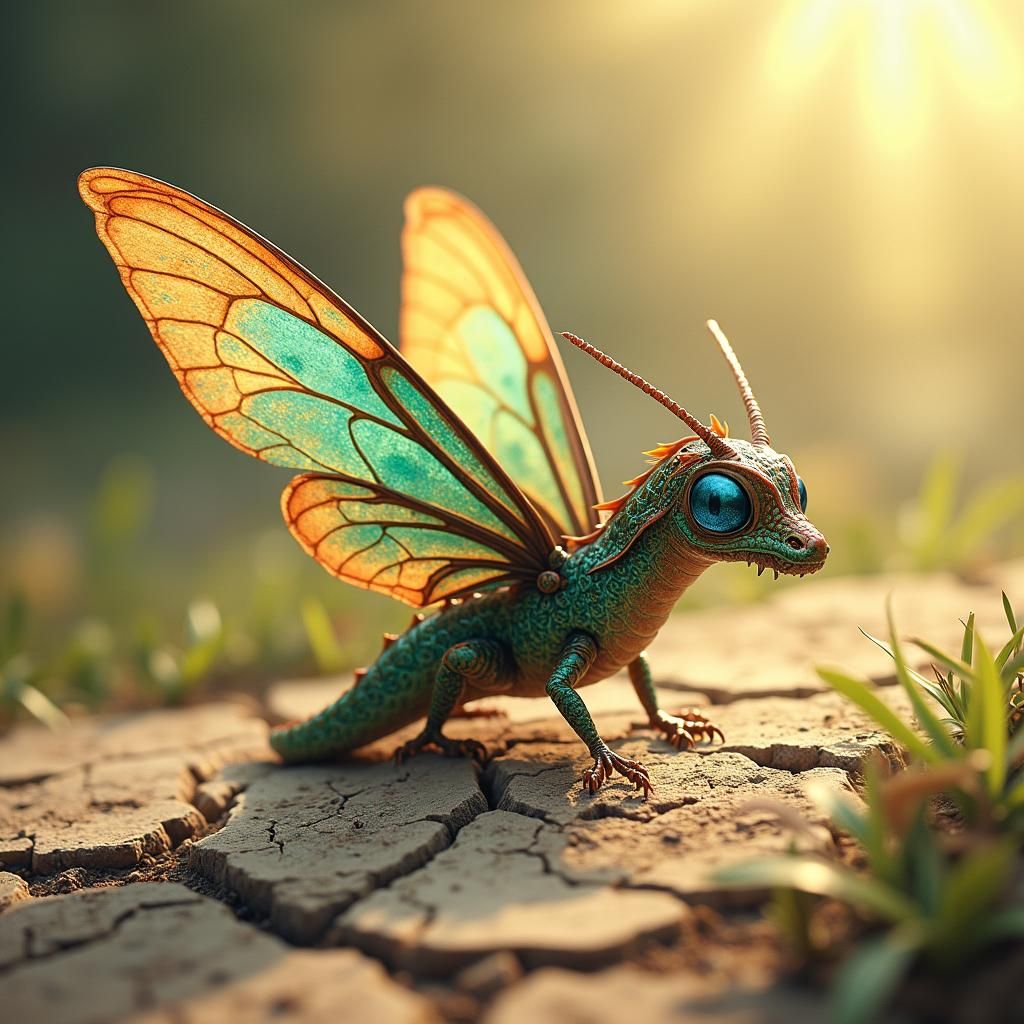 Serpent Butterfly Lands: A Surreal Fantasy Illustration