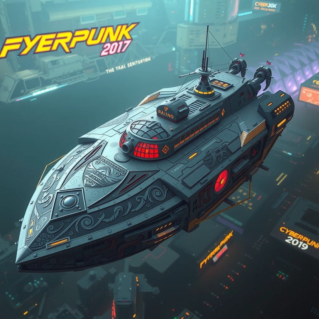 Ancient Futuristic Cyberpunk Vessel: Hyper-Realistic Masterp...