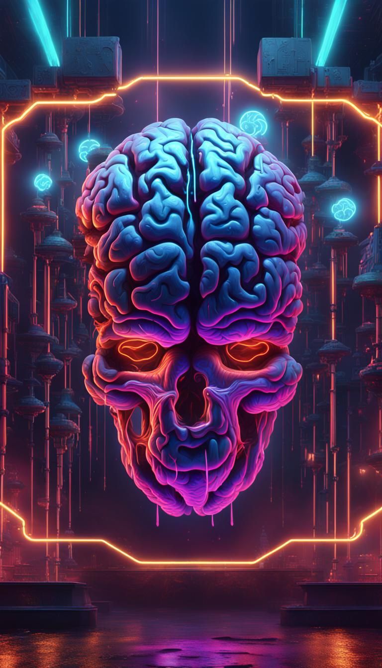 Neon Brain: Detailed Matte Painting in Deep Color