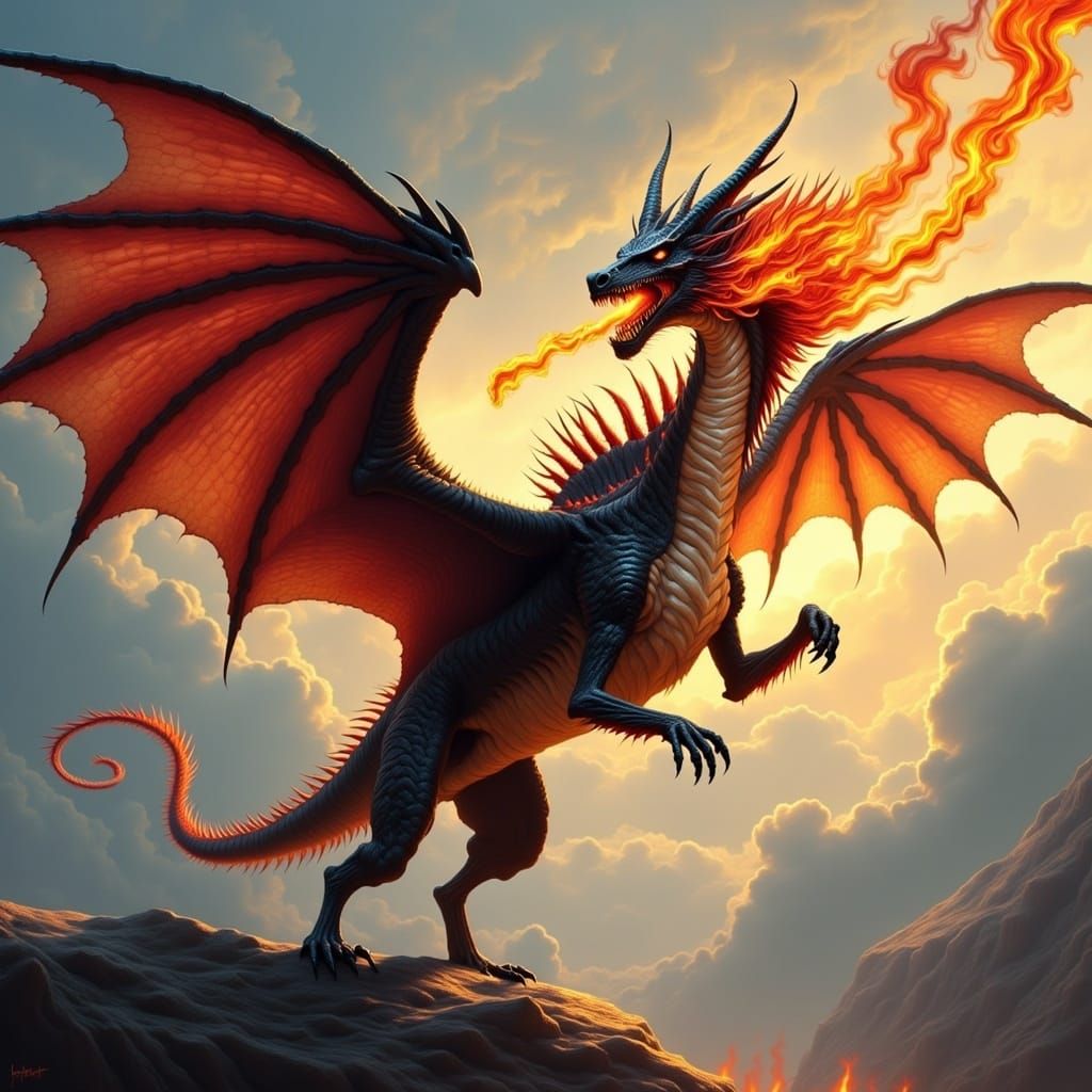 Dragon Unleashes Fiery Fury in the Skies