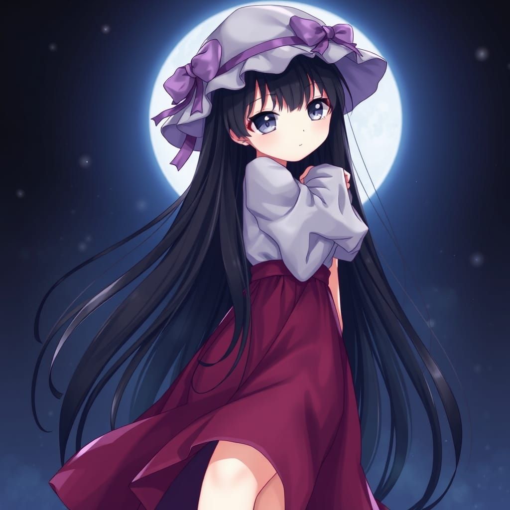 Anime Girl with Raven Hair and Gray Eyes