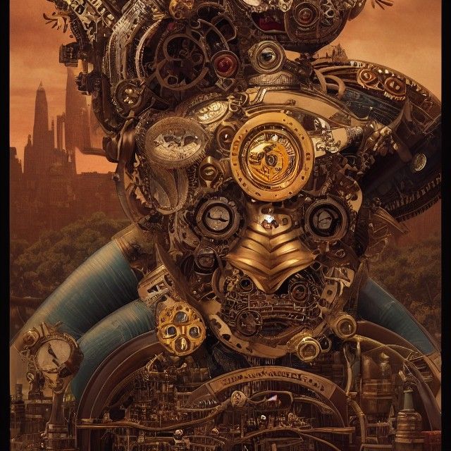 Steampunk Jaguar Villain in Cinematic Action Portrait