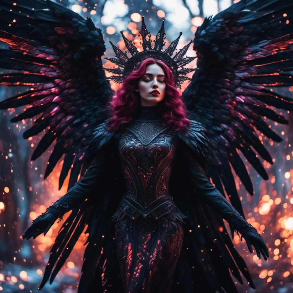 Art Deco Dark Angel in Gothic Style