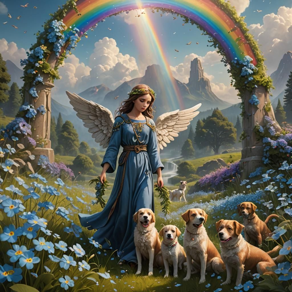 Angelic Guardian in a Field of Flowers