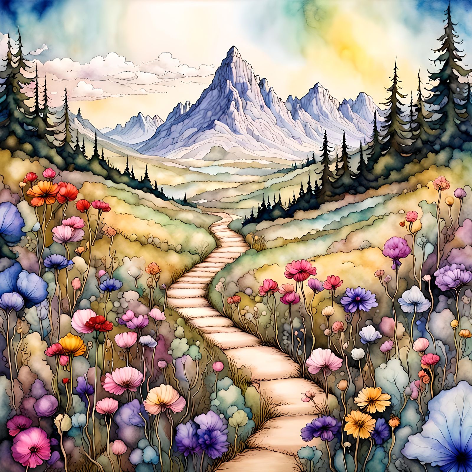 Intene colors, alcohol ink, Path through Ultradetailed fanta...