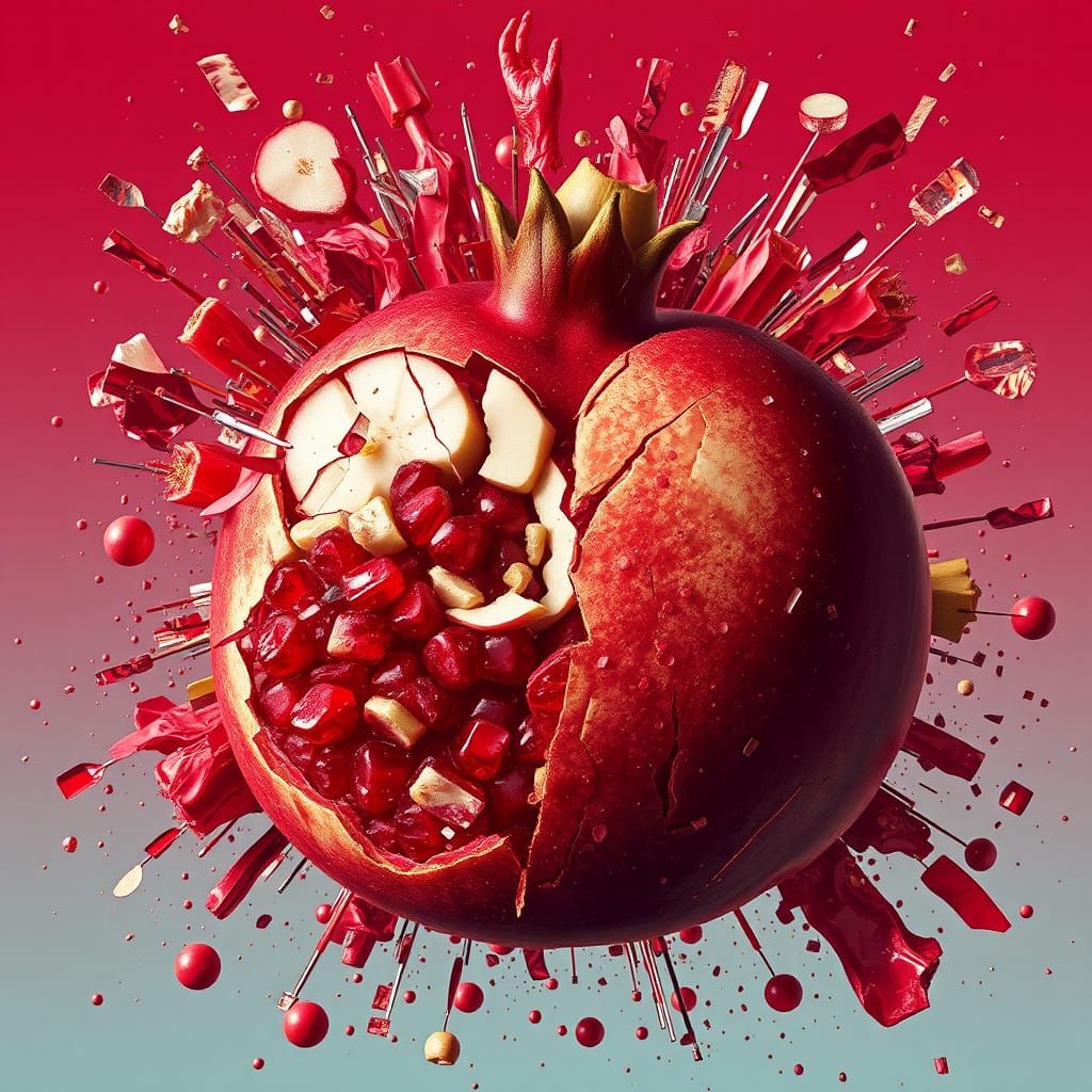 Cubist Explosion of Fruit in 8K Resolution