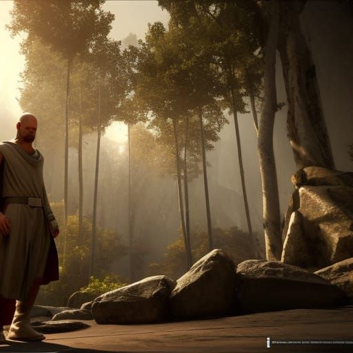 Jedi in 3D Cinematic Game Style