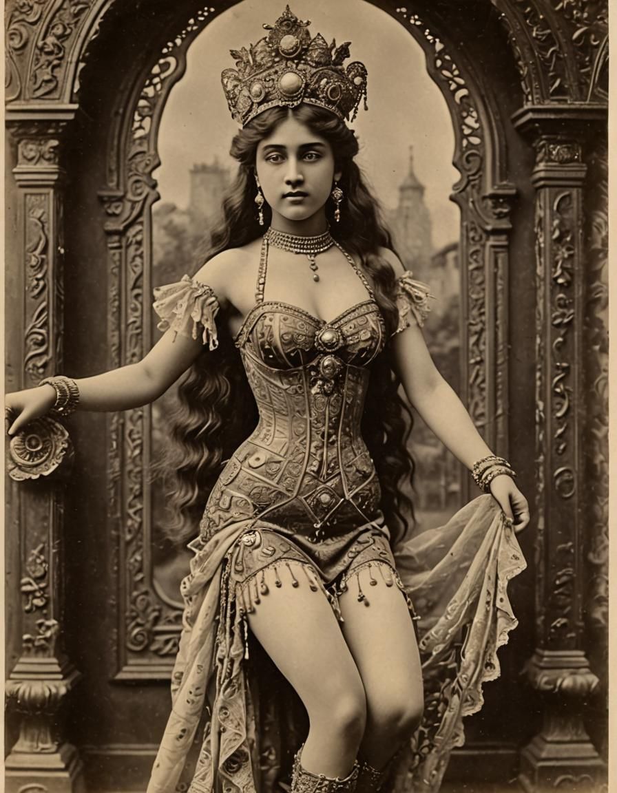 Exotic Dancer in Vintage Art Nouveau Style