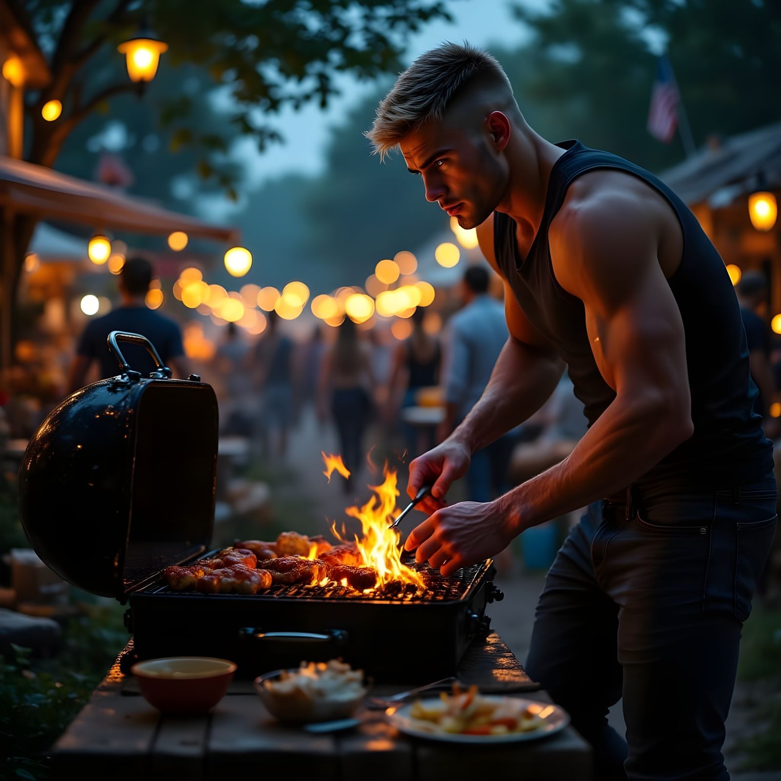 Hyperrealistic Memorial Day Cookout in Cinematic Style