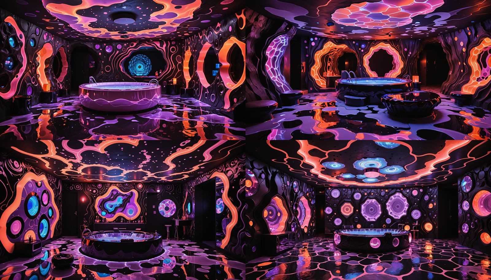 Psychedelic Retro-Futuristic Jacuzzi in Underground Cave