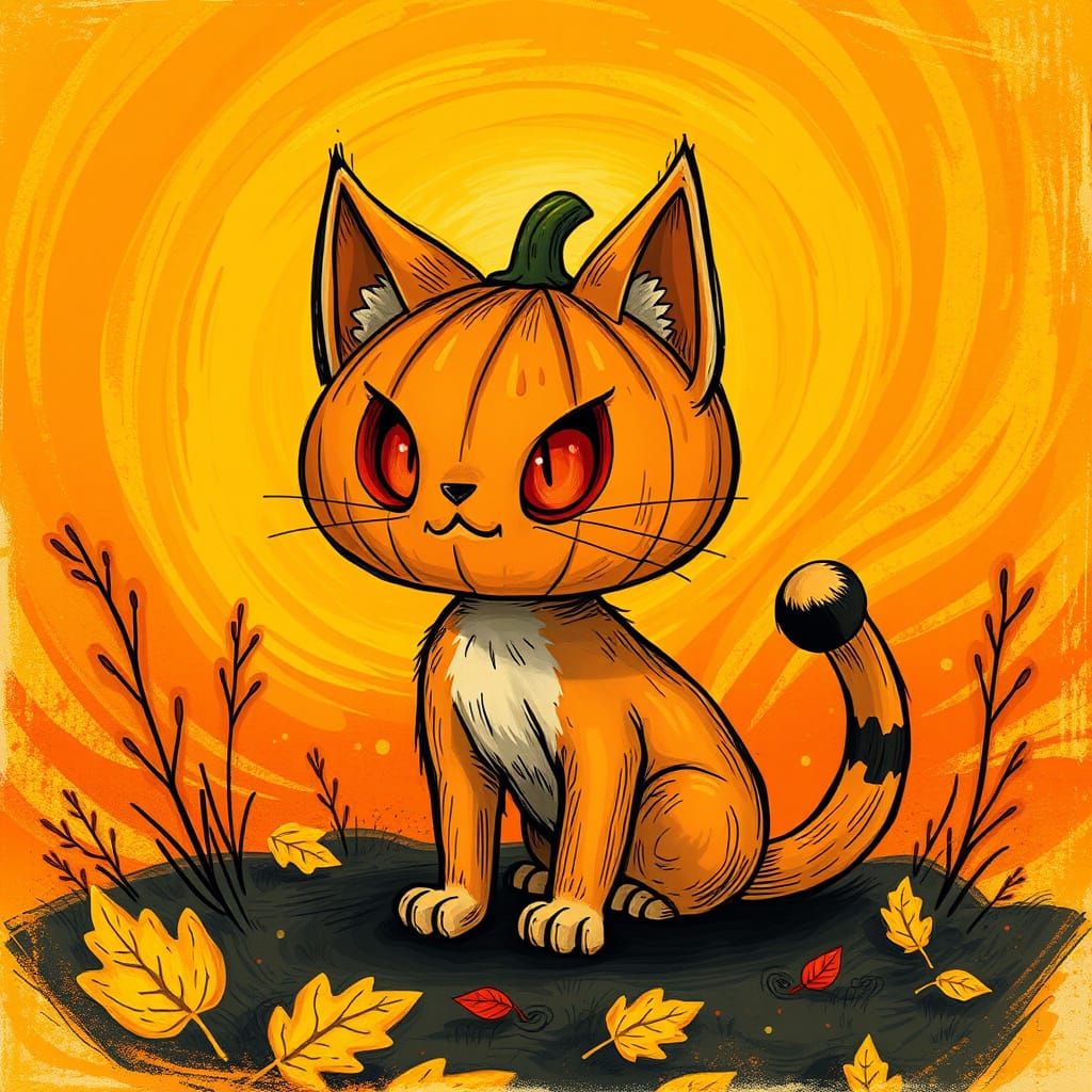 Feline Trickster in Autumn Wonderland