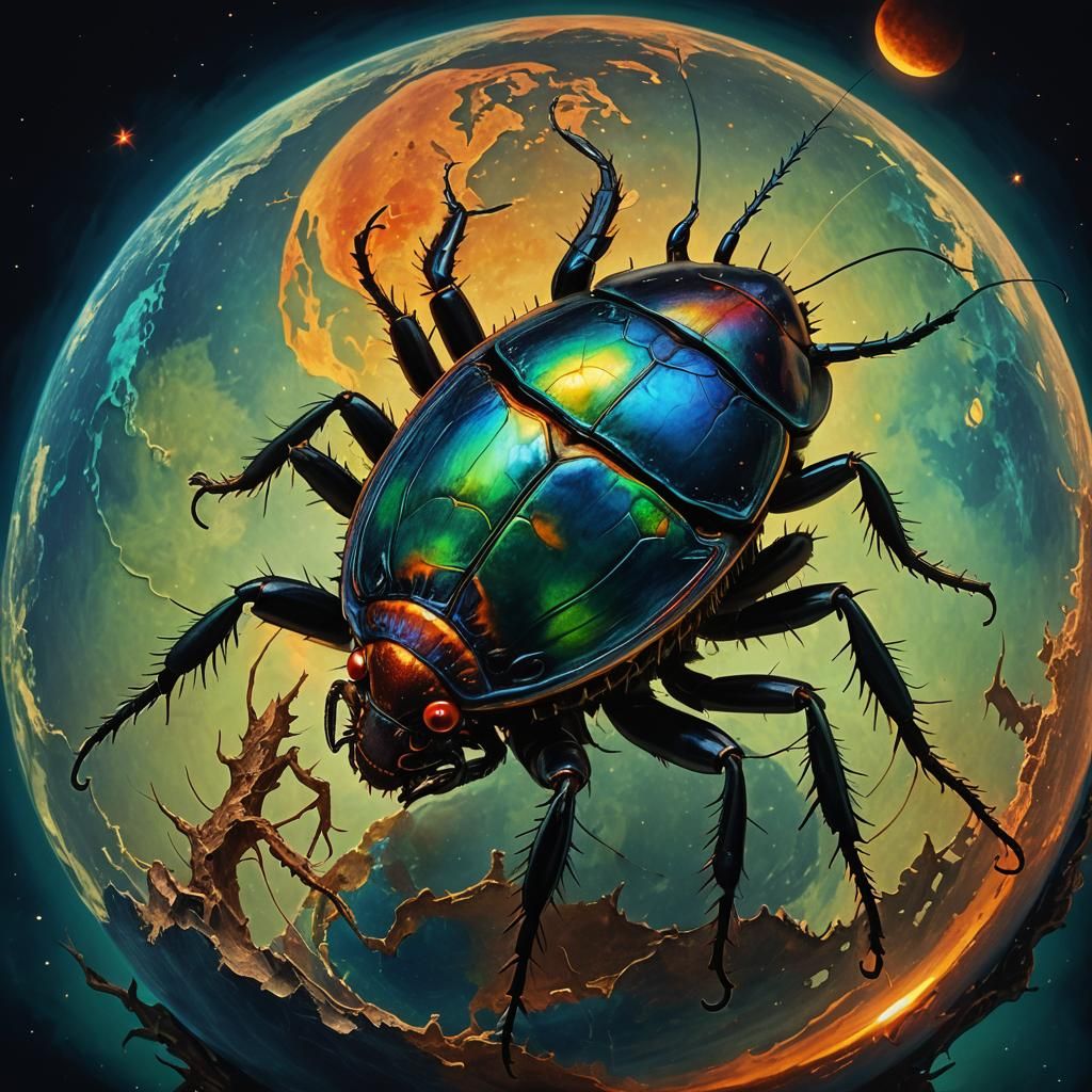 Mutated Cockroach Grasps Earth in Surreal Macro Shot