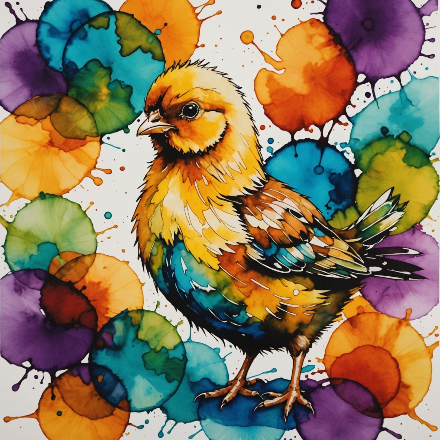 Chick in Alcohol Ink Style