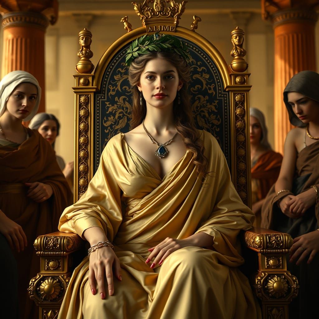 Regal Princess on Throne in Ancient Rome