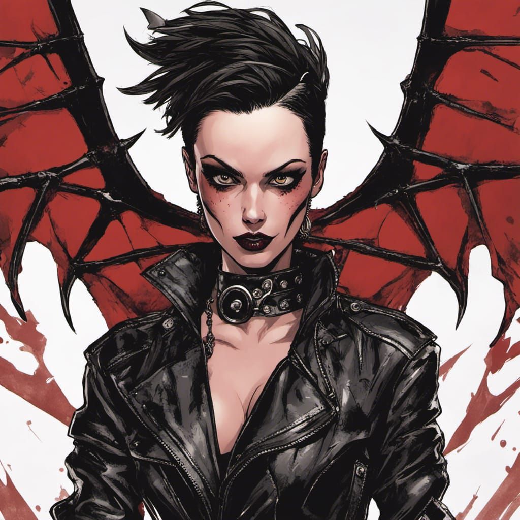 Crimson Demoness in Punk Style