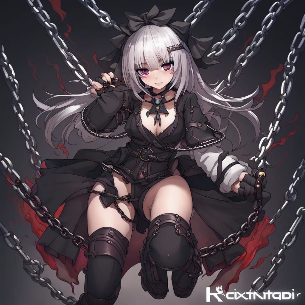 Chained Woman in Dark Dungeon