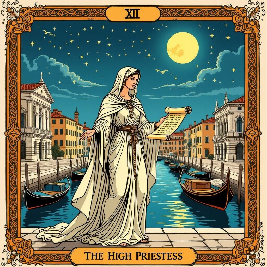 The High Priestess Tarot Card for Cesenatico Deck