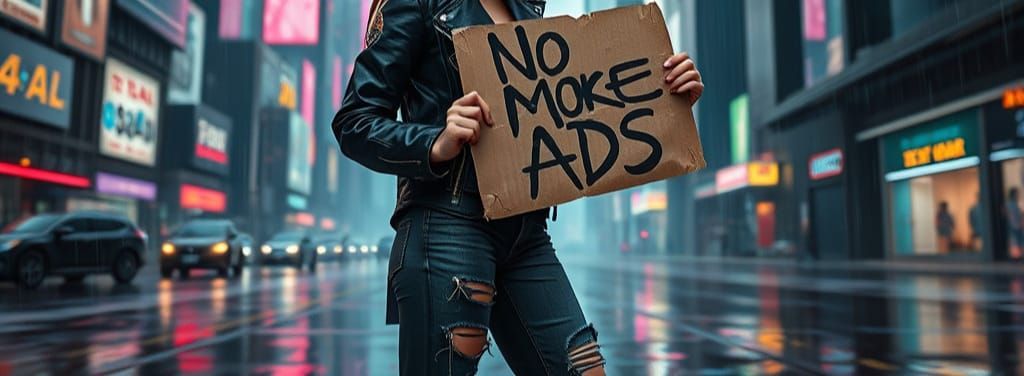 Cyberpunk Cityscape at Dusk with a Protagonist Fighting Back...