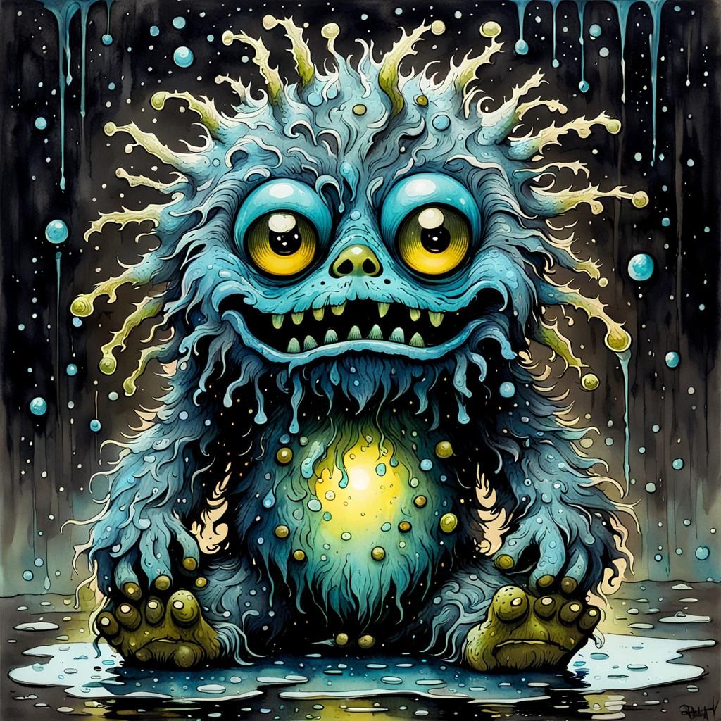 Friendly Bioluminescent Honey Monster in Contemporary Art St...