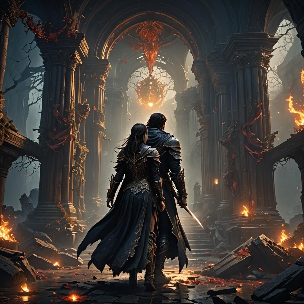 Dark Fantasy Lovers in Dynamic Lighting