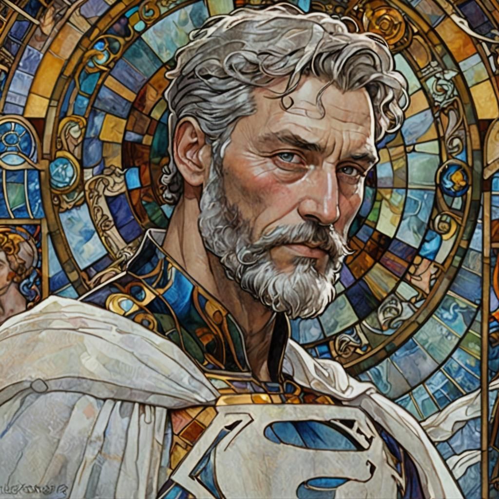 Jor-El Portrait in Art Nouveau Alcohol Ink Style