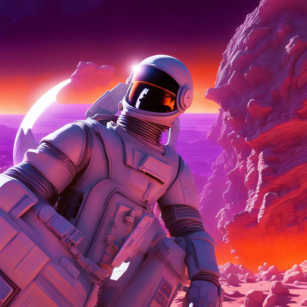 Astronaut on Alien Planet in Cinematic Style