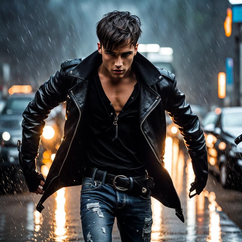 Boy in the rain