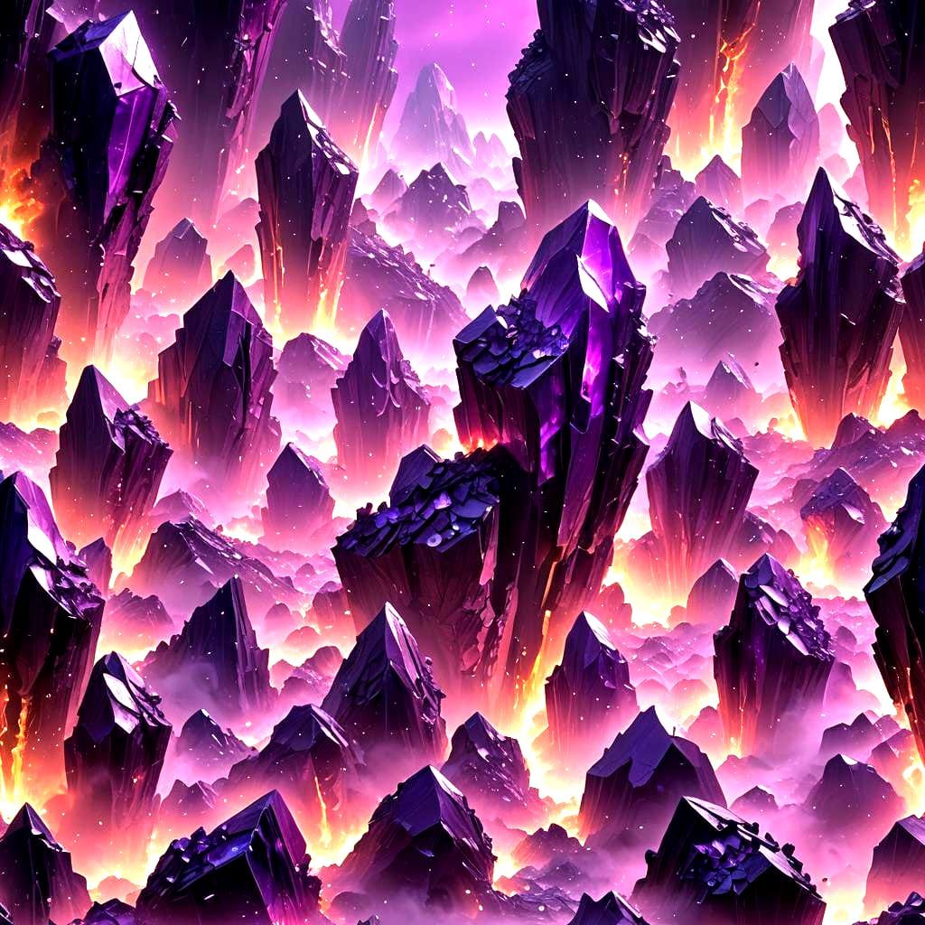 Hyperrealistic Amethyst Landscape in 3D