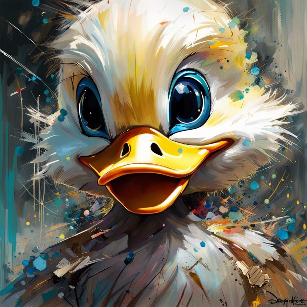 Anime Portrait of a Cute Baby Duck