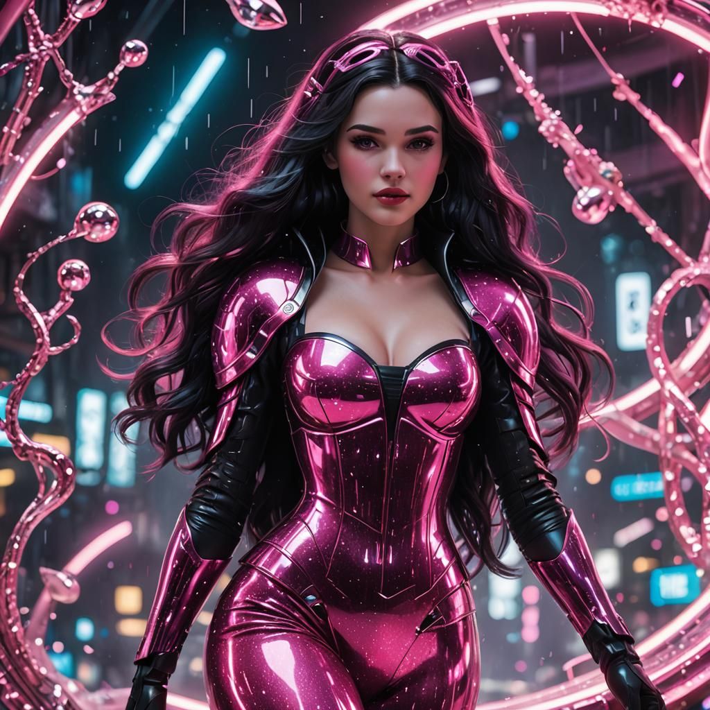 Cyberpunk Mermaid in Neon Cityscape