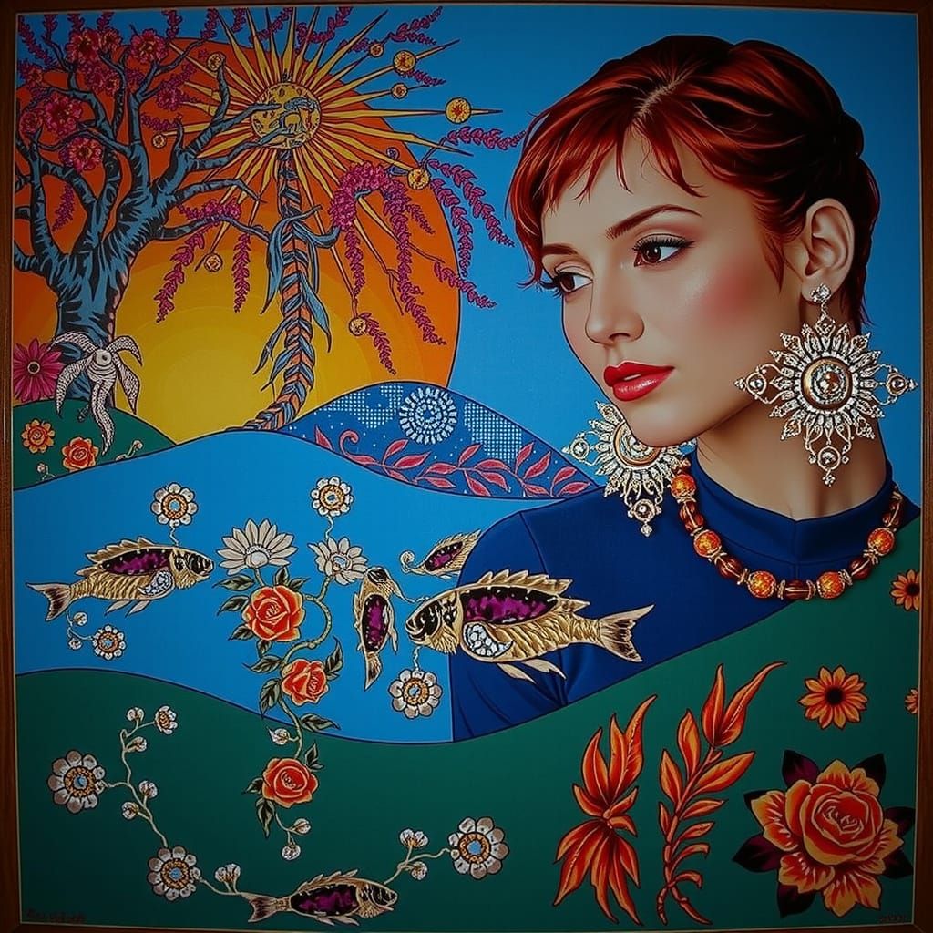 Psychedelic Floral Garden in Bold Colors