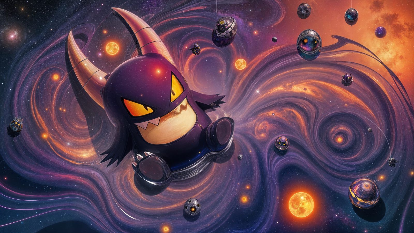 Surreal Hydropaint Pool with Gengar and Clefable in Cosmic C...