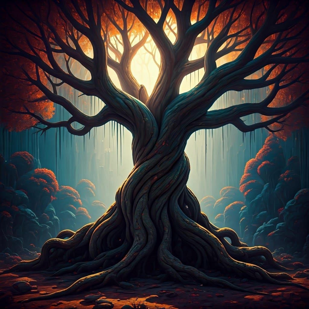 Majestic Trees in Michelangelo Fresco Style