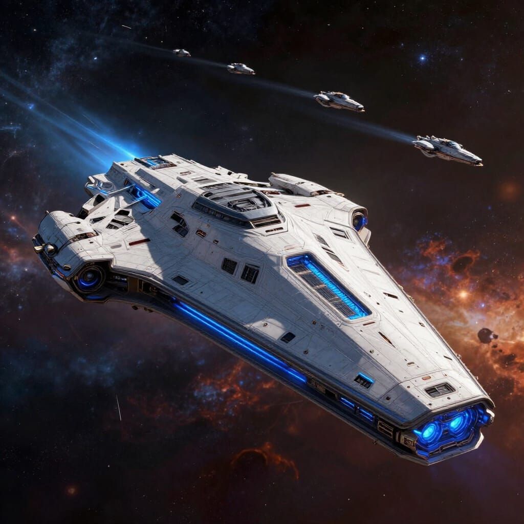 Futuristic Battlecarrier Commands Deep Space Fleet