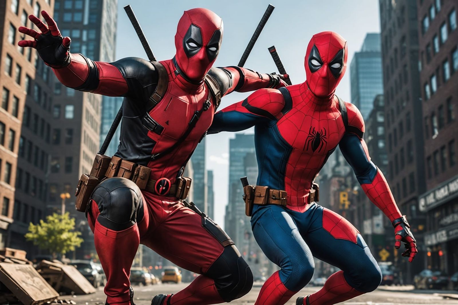 Spider-Man Deadpool Hybrid in Comic Book Style