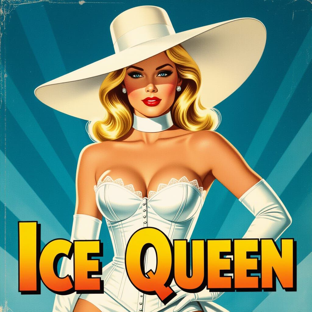 Emma Frost Pin-Up in 1970s Film Poster Style