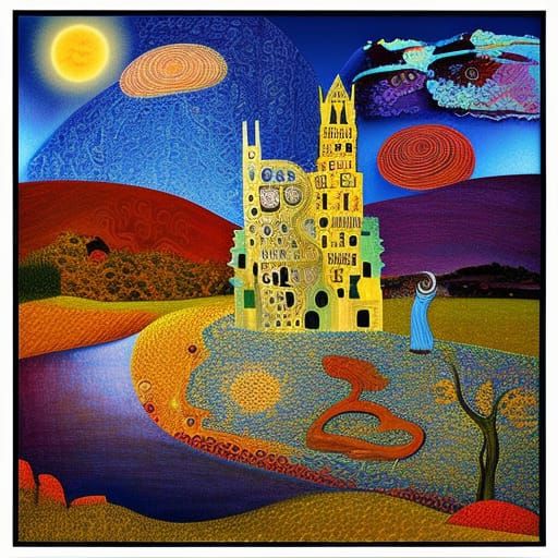 Psychedelic Landscape in Expressionist Abstract Style