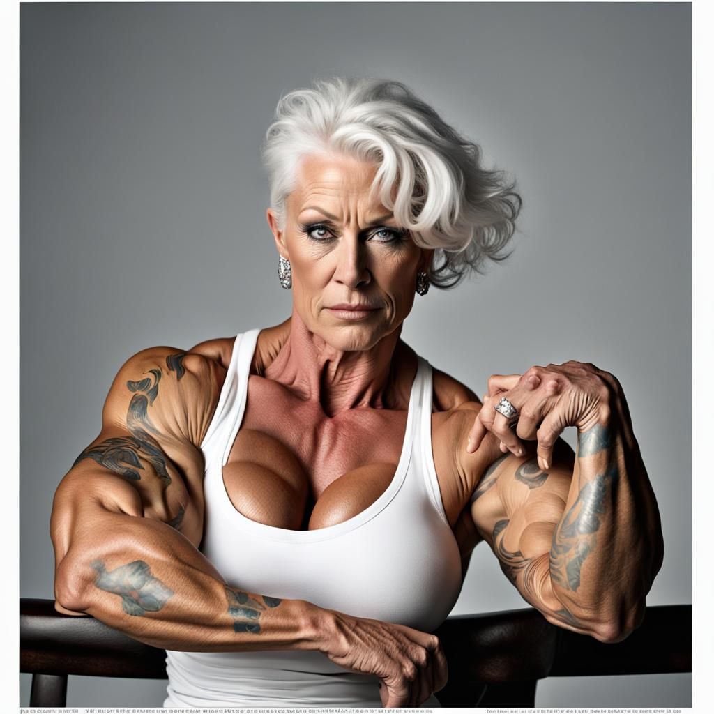 Female Bodybuilder Posing in Studio Lighting