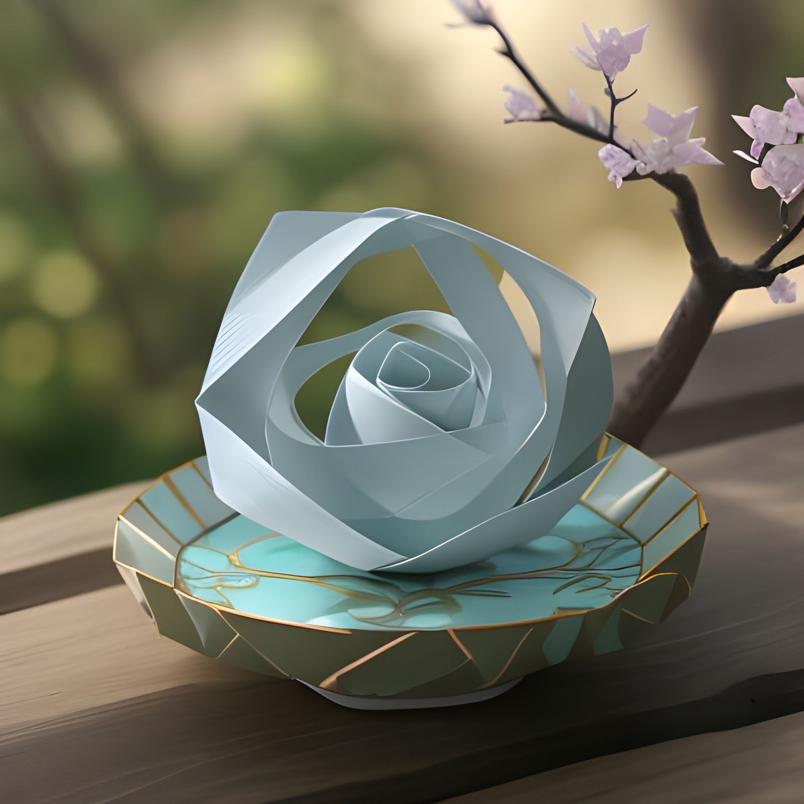 Serpentine Form Wrapped Around Tree Limb in Origami-Inspired...