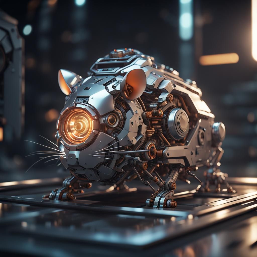 Futuristic Hamster with Intricate Mechanical Details