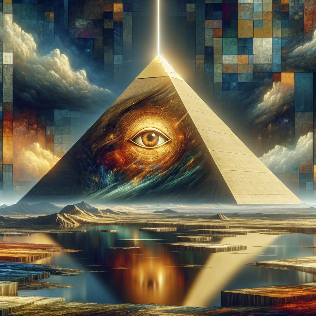 Hyperrealistic Pyramid with Eye of Ra in Matte Painting Styl...