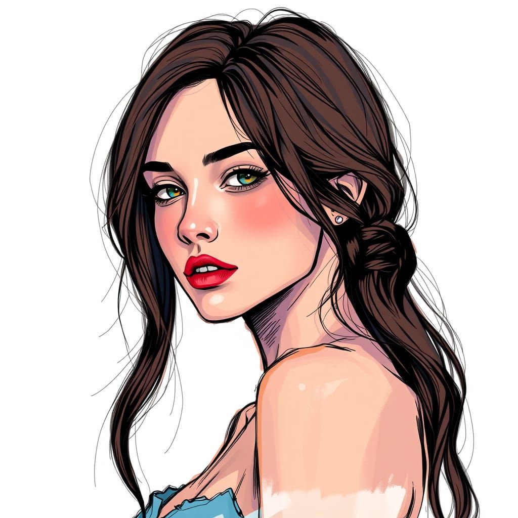 Aya Brea Comix Sketch Portrait with Volumetric Lighting