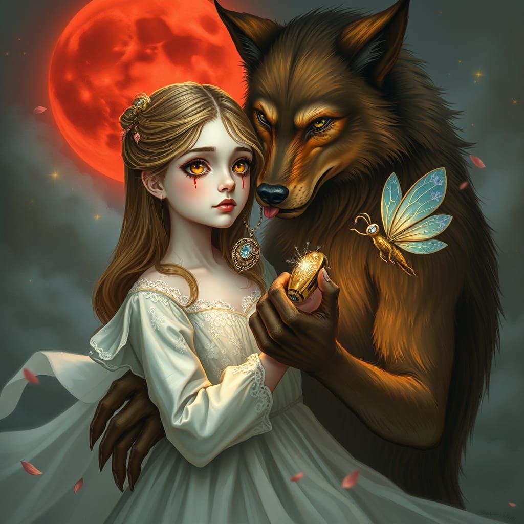 Romantic Whimsy: Werewolf Proposes to Delicate Girl in Dream...