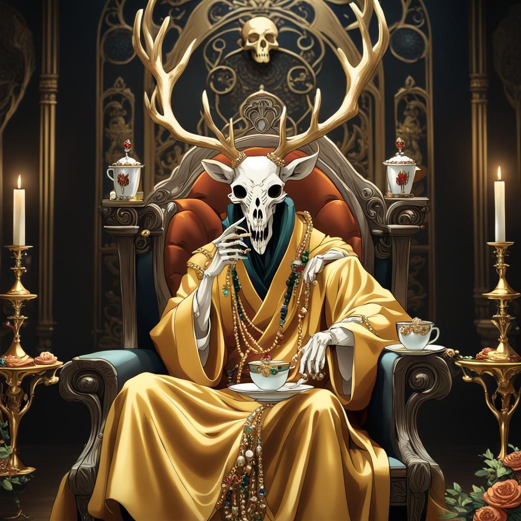 Studio Ghibli Wendigo Toasting on Jeweled Throne