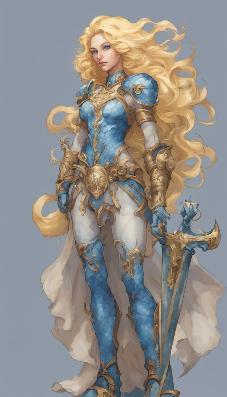 Triton Knight with Seashell Armor: Digital Art