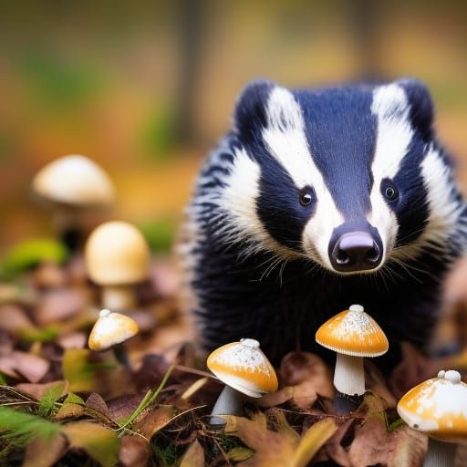 High Gothic Badgers in Autumnal Mushroom Forest