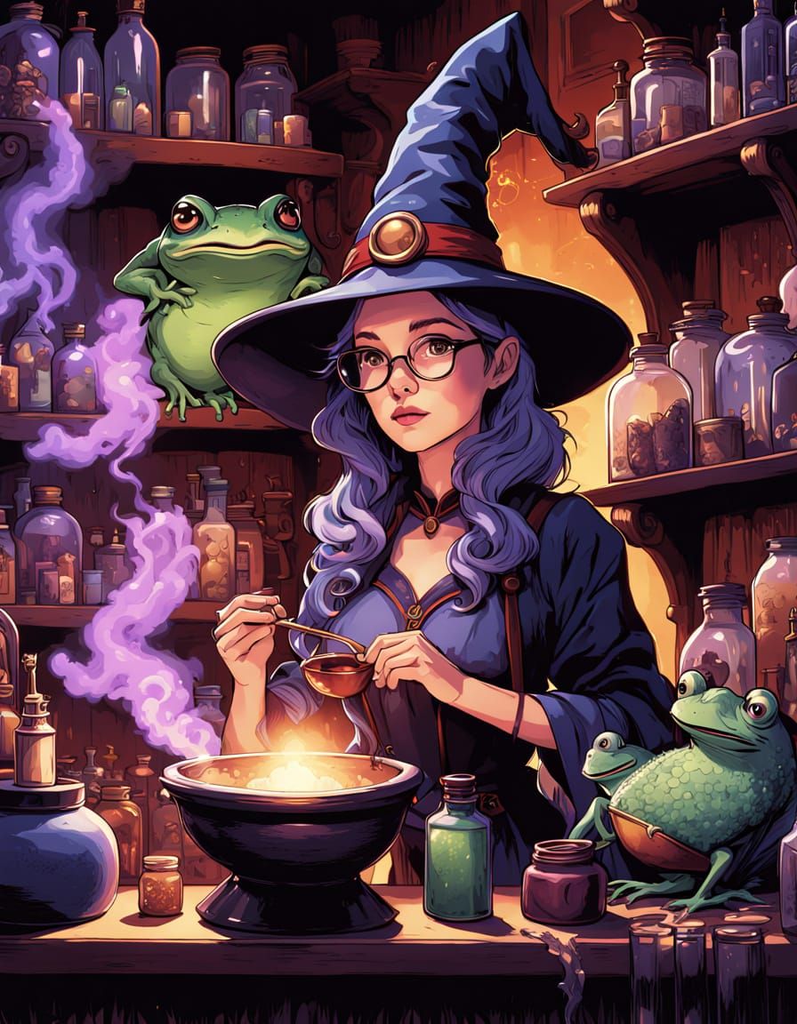 Magical Alchemist in Enchanted Forest