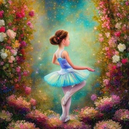 Ballerina Dancing in Stained Glass Style