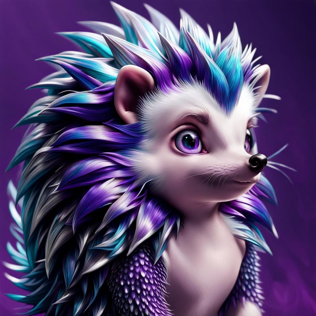 Hyperrealistic Splash Art of a Purple Hedgehog
