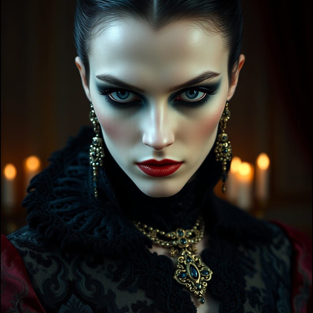 Elegant Vampire Portrait in Victorian Style
